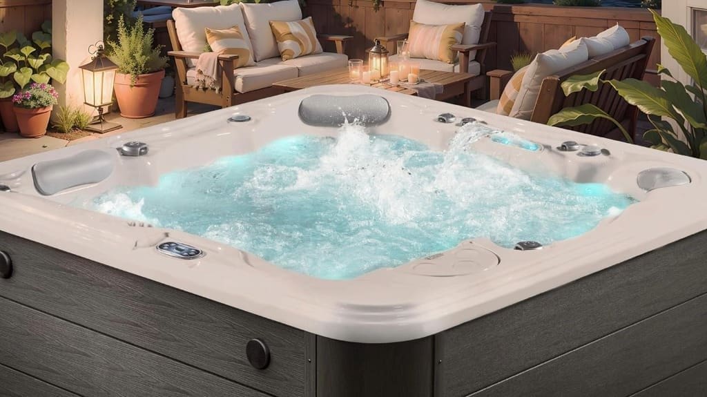 Aqualife Destination 5-Person Outdoor Hot Tub Lounger Spa with Waterfall